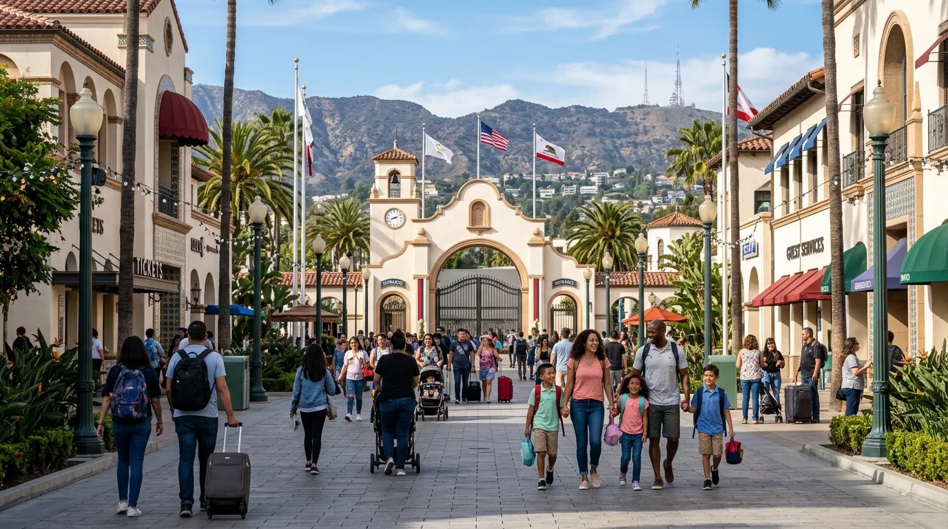 Travelers arriving near Santa in Los Angeles