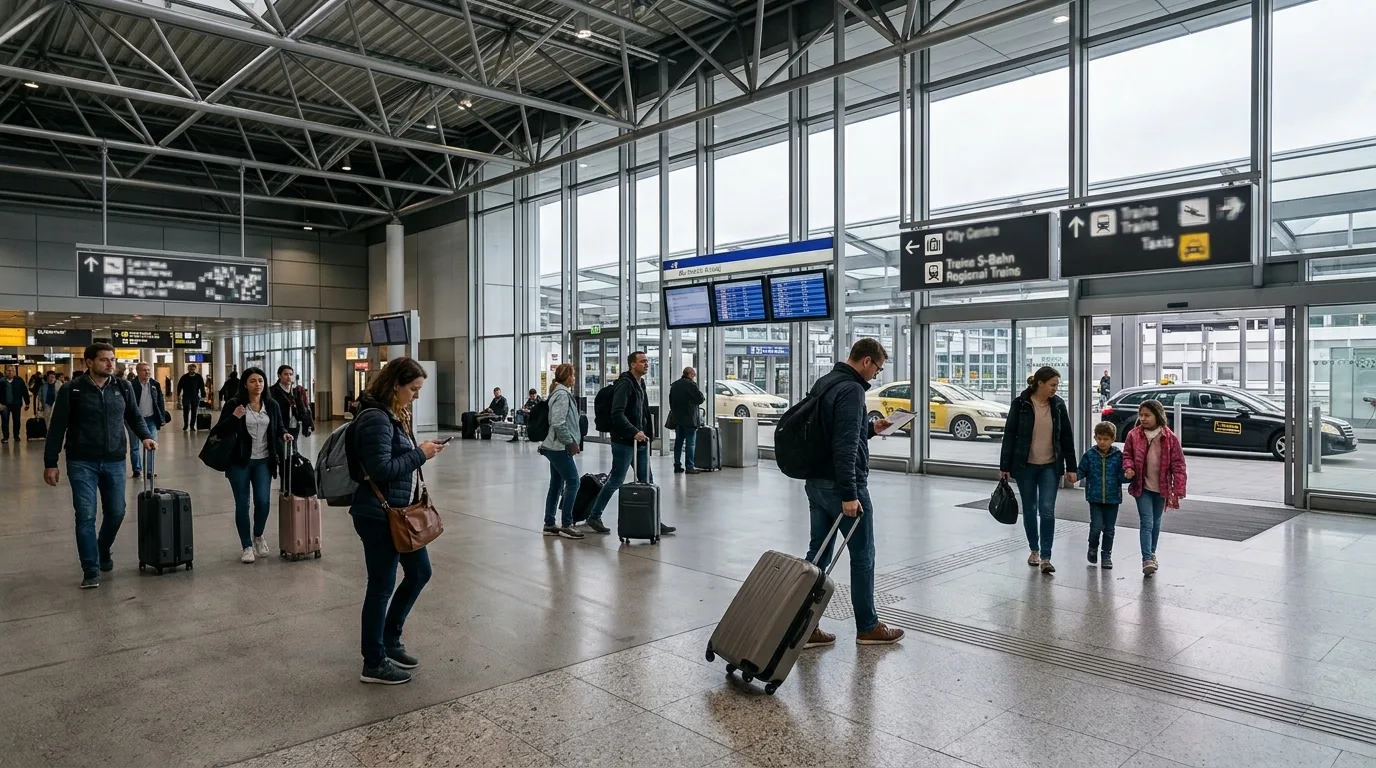 Travellers at Frankfurt in Germany