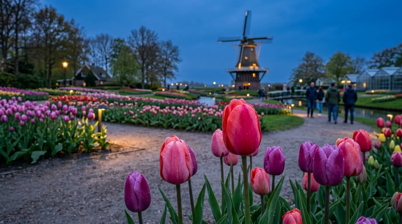 Tulips blooming in garden in Netherlands