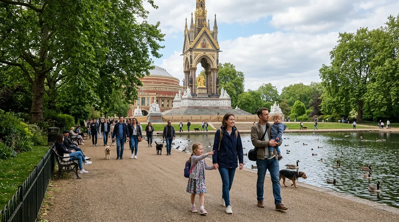Families visiting Kensington in London