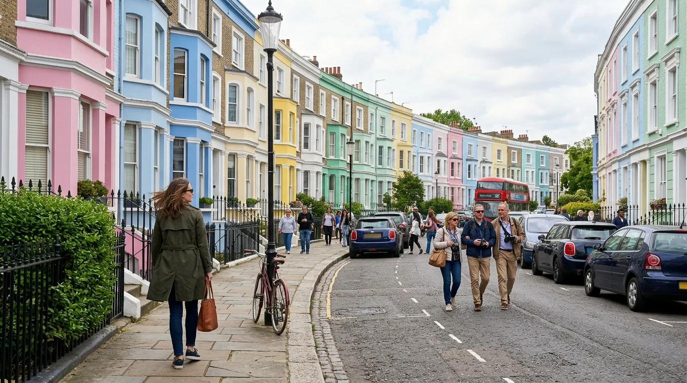 People walking in Notting Hill in London