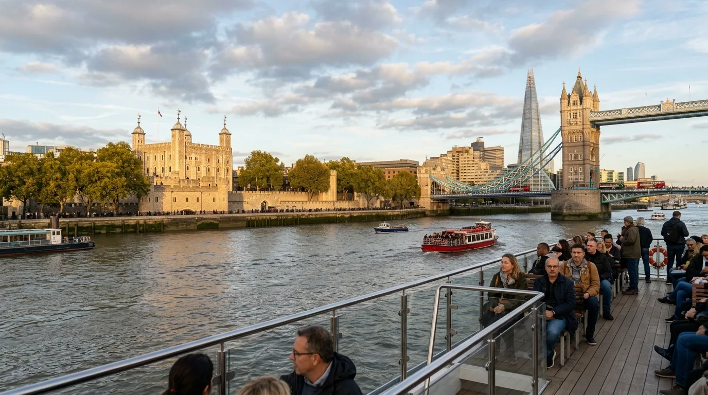 Riverboat passing Tower of London