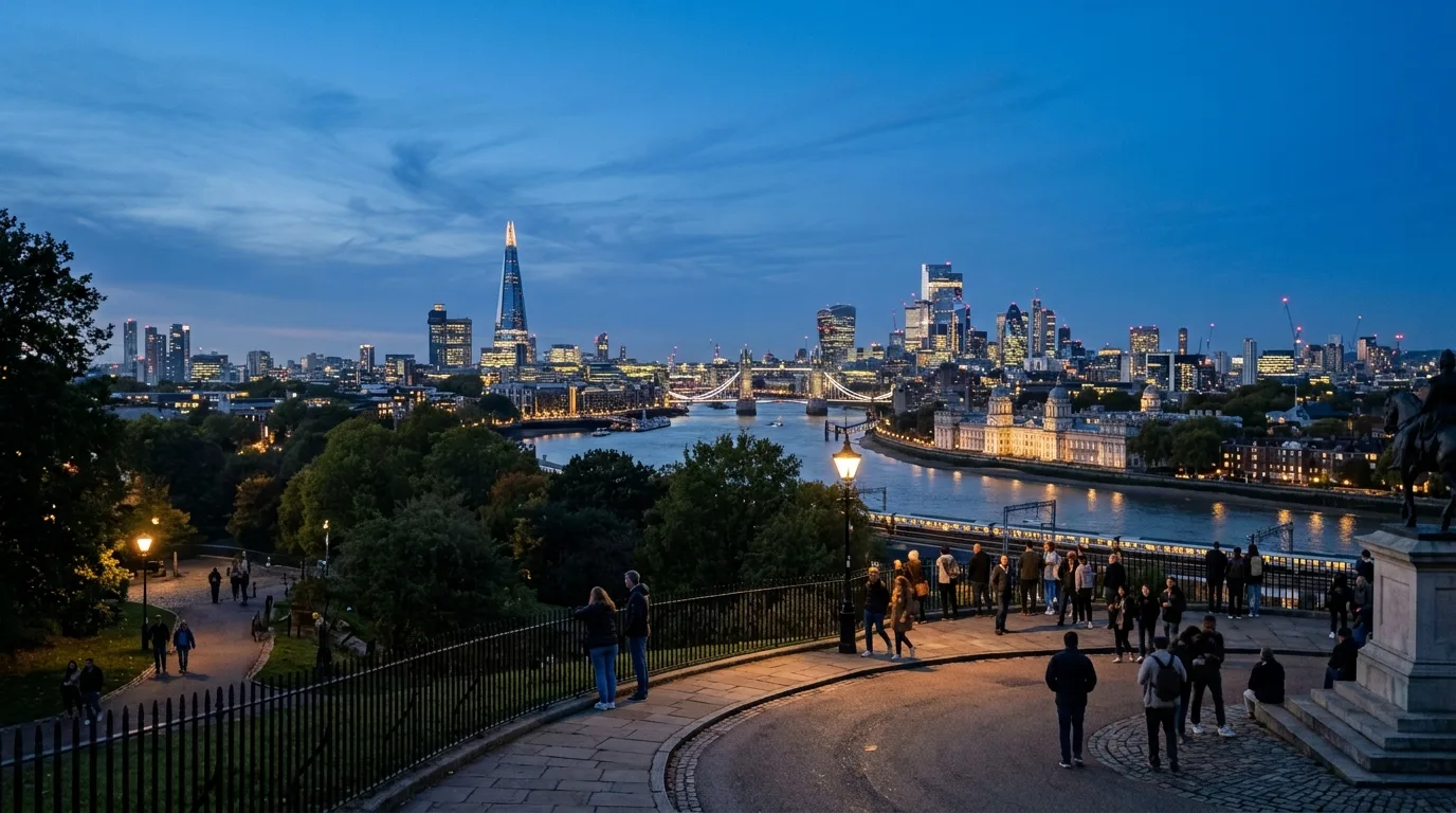 Traveler viewing London skyline