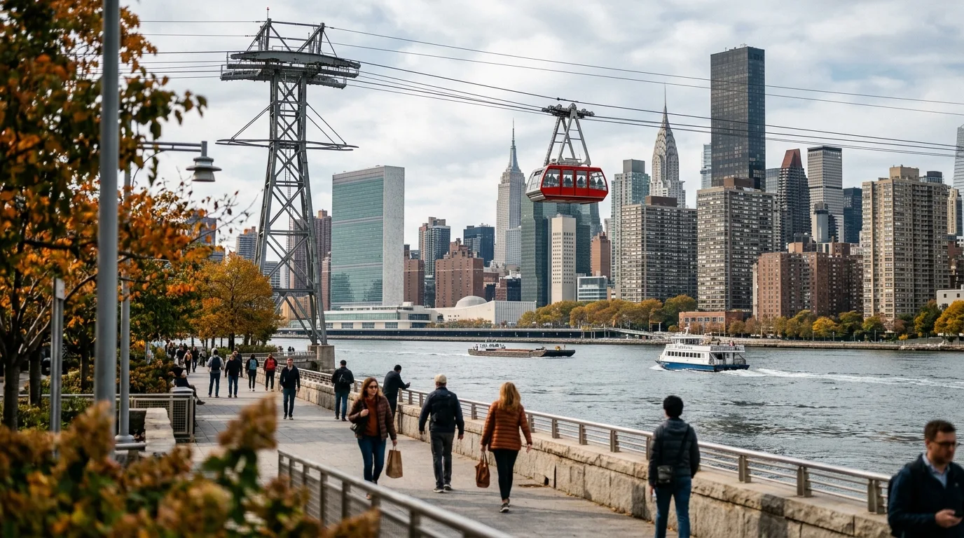 Roosevelt Island Tram crossing in New York