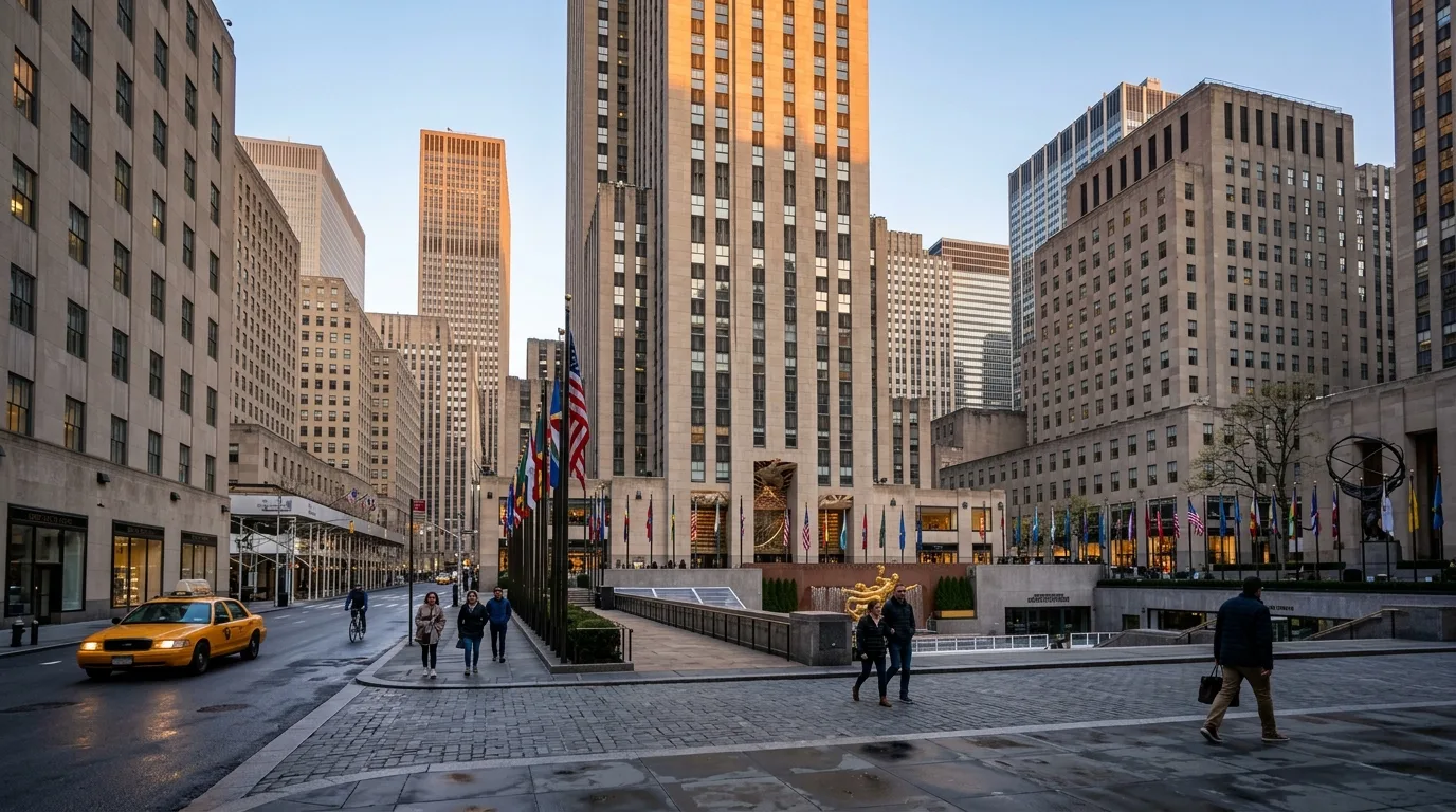 Rockefeller Center plaza view in New York