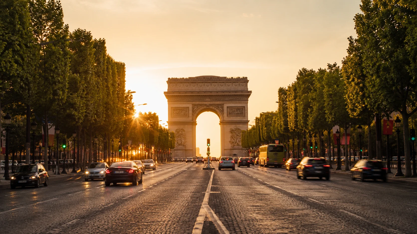 Arc de Triomphe and Champs Elysees in Paris
