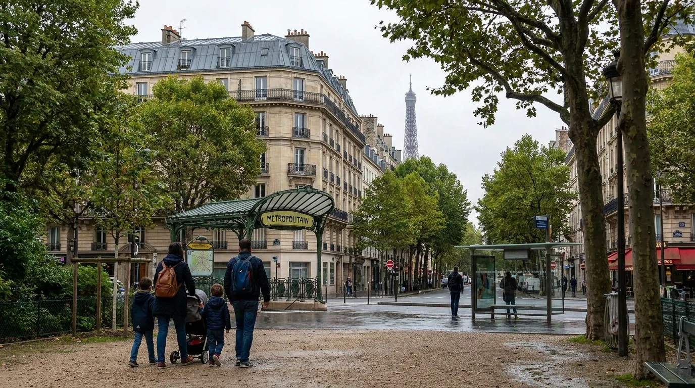 Family exploring Paris