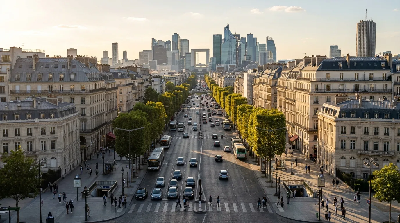 La Defense skyline framing in Paris