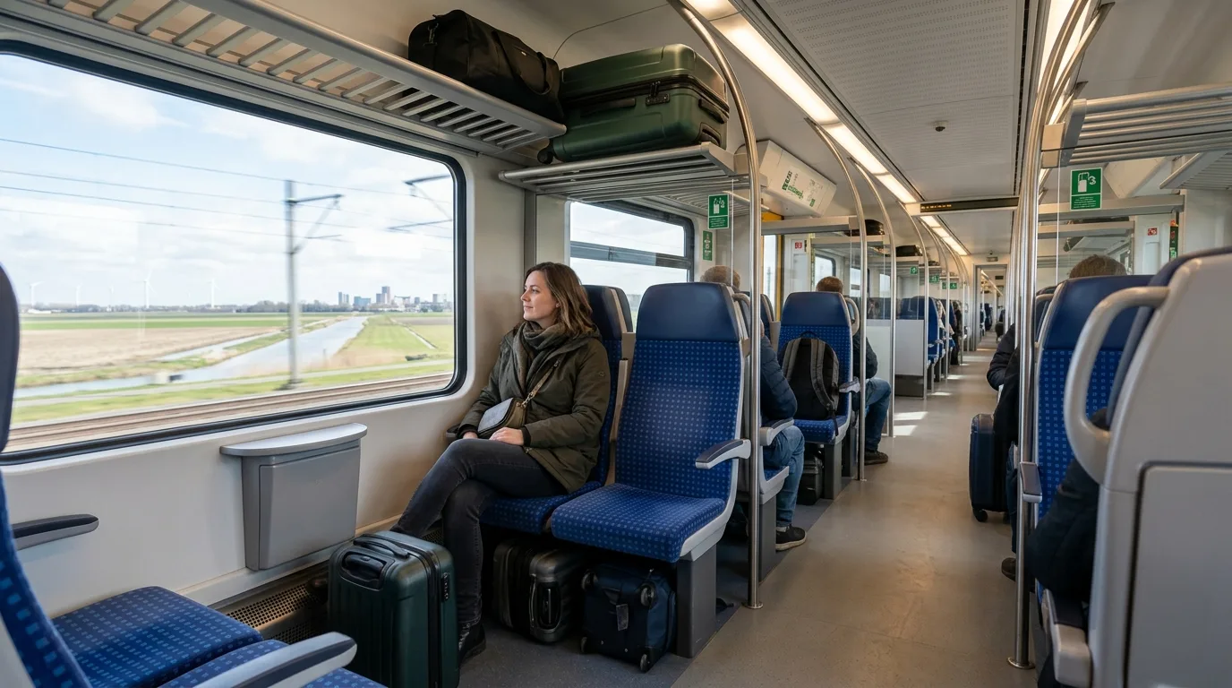 Train interior with luggage in Netherlands