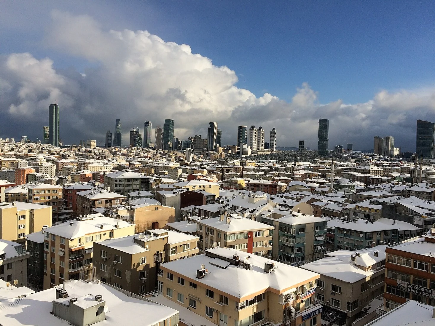 Levent skyline viewed from Mecidiyekoy in Istanbul