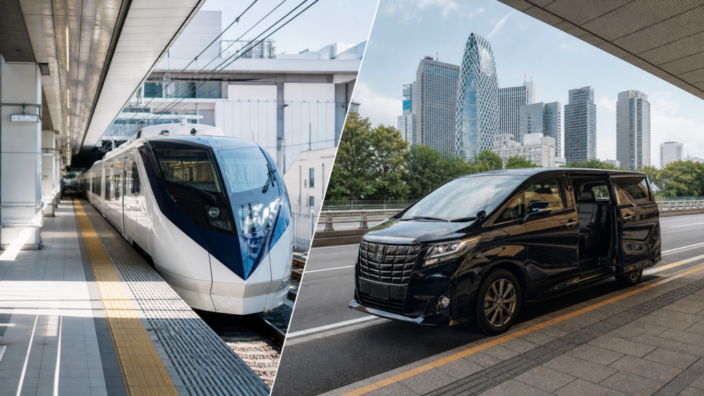 Tokyo airport transfer arrival with Tokyo skyline and Mount Fuji