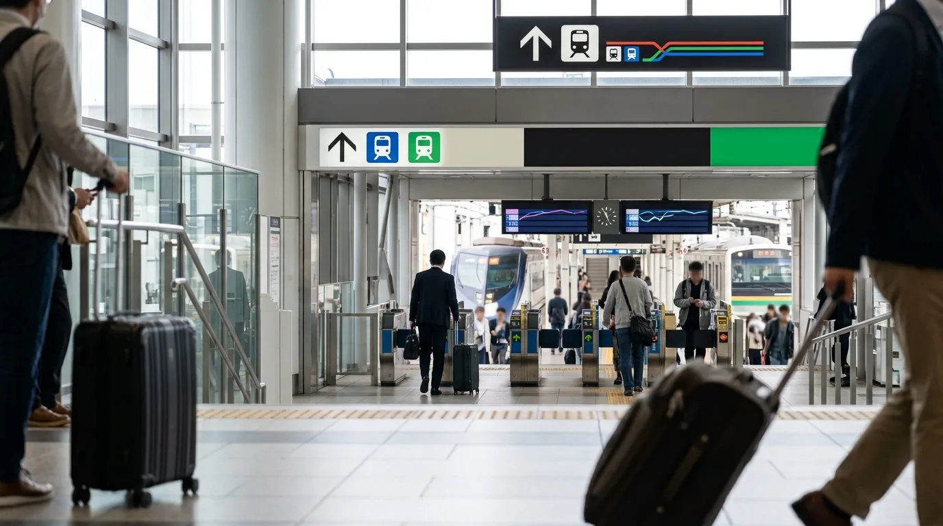 Travelers with suitcases at in Tokyo