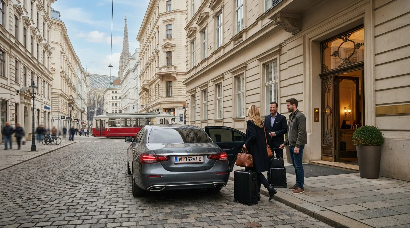 Transfer arriving at Vienna hotel