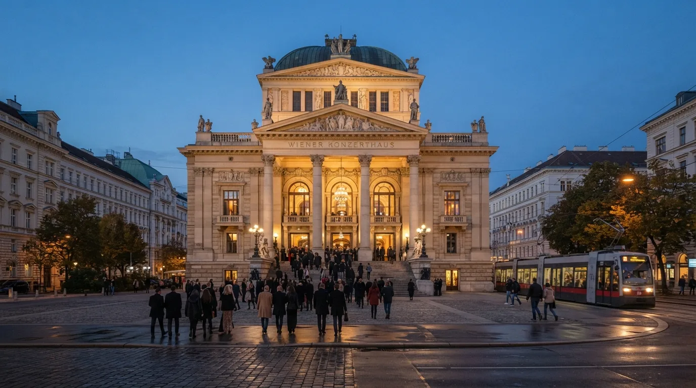 Konzerthaus exterior evening in Vienna