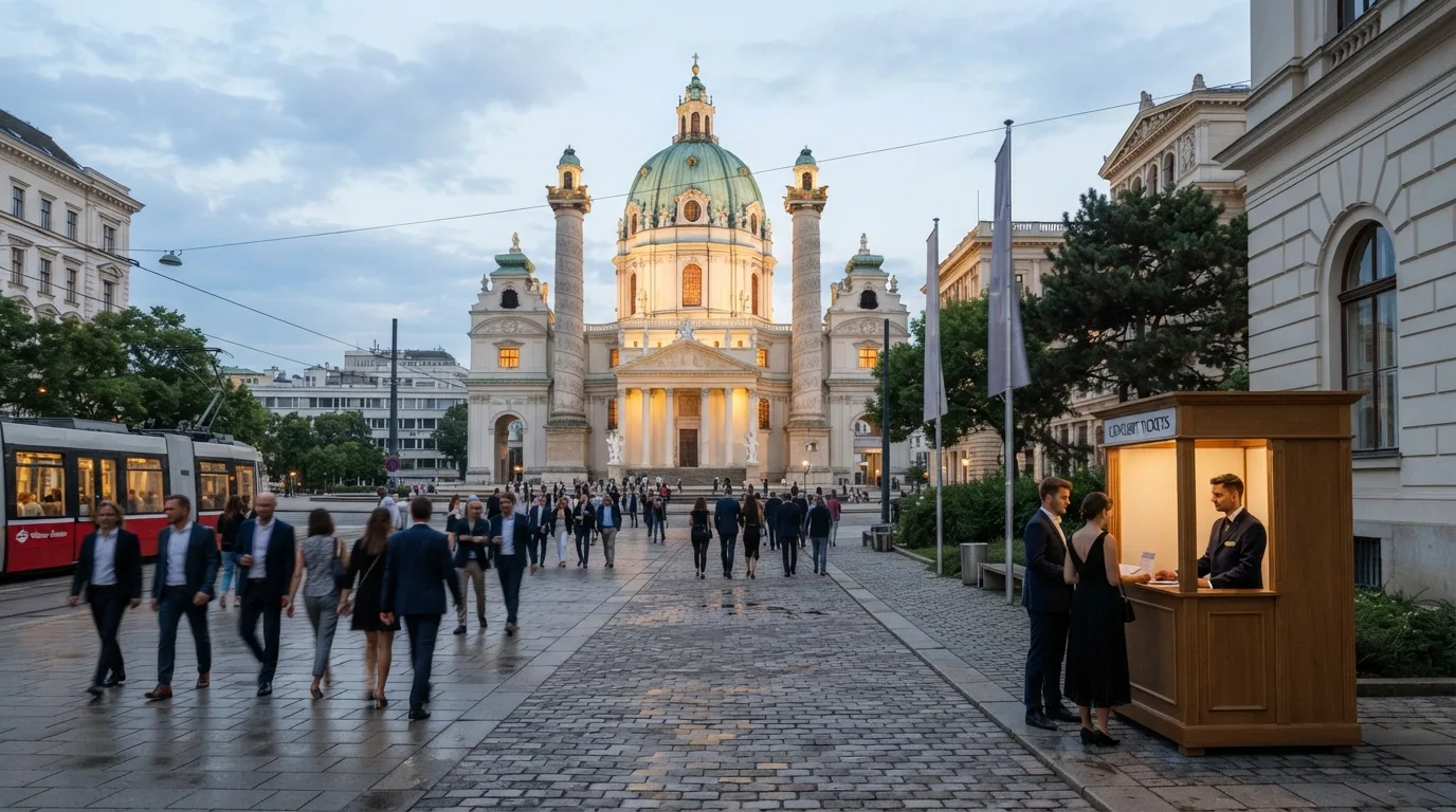 Traveler viewing Karlskirche in Vienna