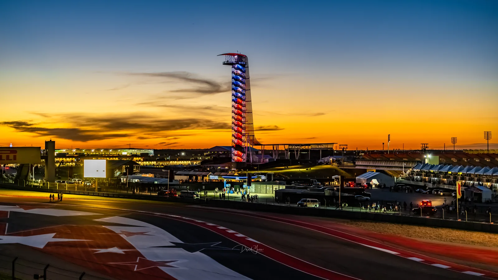 Circuit of The Americas at sunset during the 2021 United States Grand Prix weekend in Austin