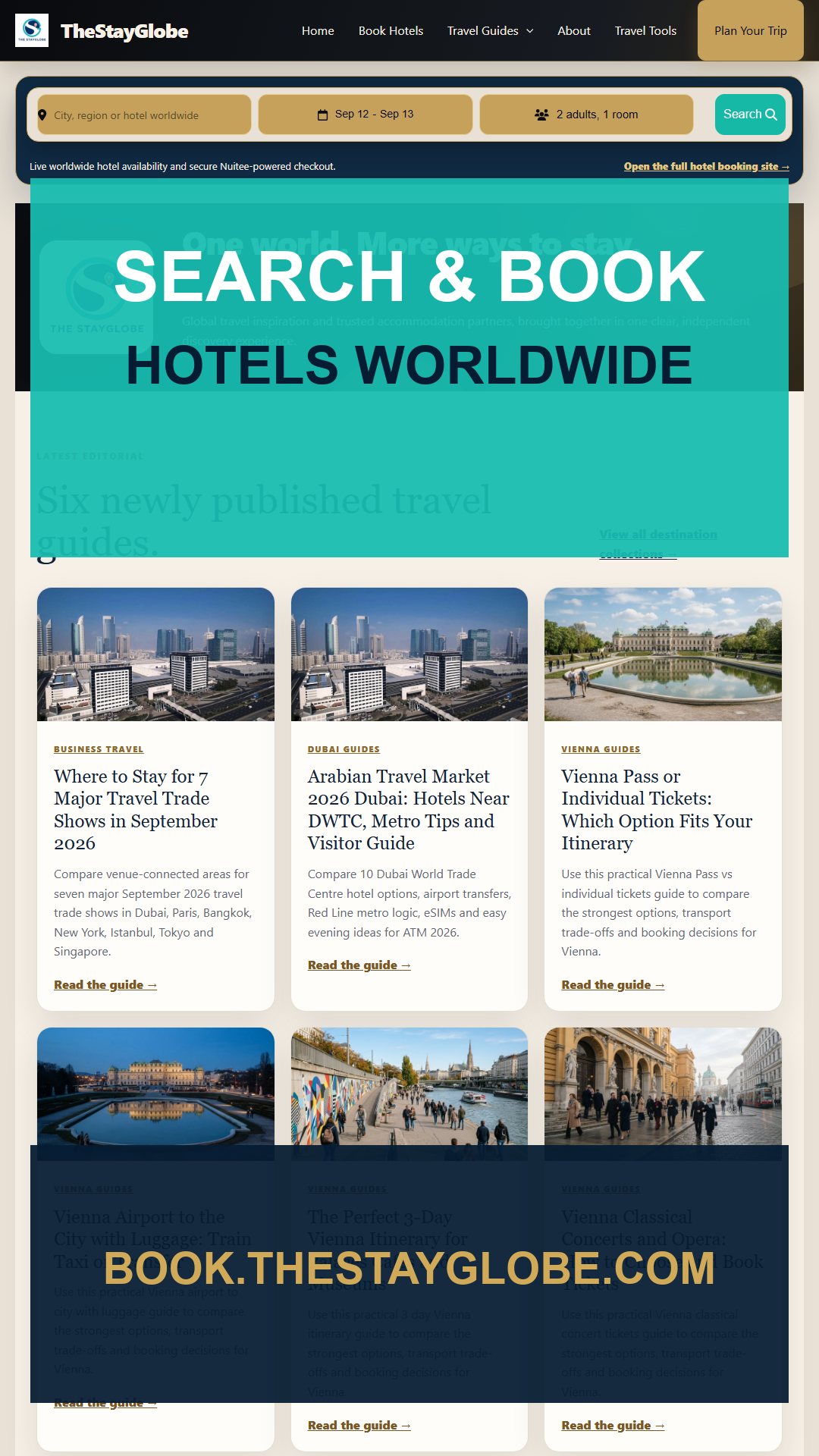 Search and book hotels worldwide directly through TheStayGlobe